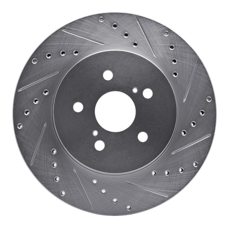 Lexus RX330 Brake Rotor (1) - Front Right - R1 Concepts - Drilled & Slotted - Silver - `04-`09